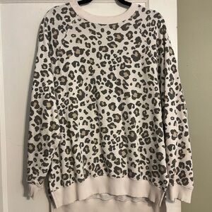 American Eagle Outfitters Leopard Print Sweater - Cream and Brown